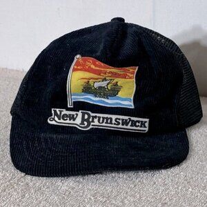 Vintage Black Corduroy New Brunswick Mesh Snap Back Trucker Hat